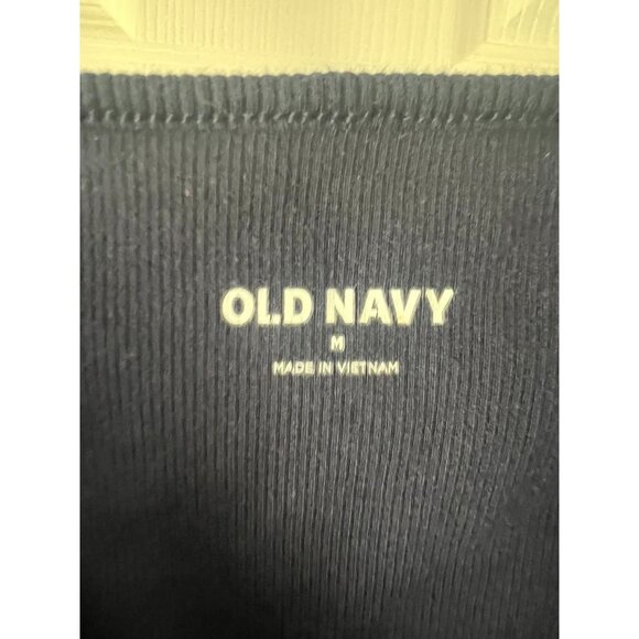 Old Navy Women’s Ribbed Cropped Tank Top Navy Blue Floral Embroidered Size M - Picture 2 of 4